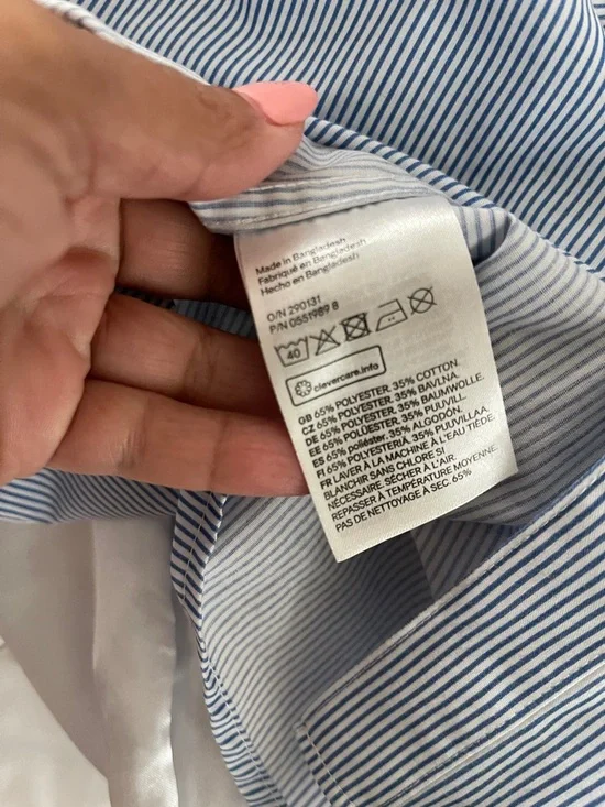 H&M Blue and White Pinstripe Button-Down Shirt - Picture 5 of 5